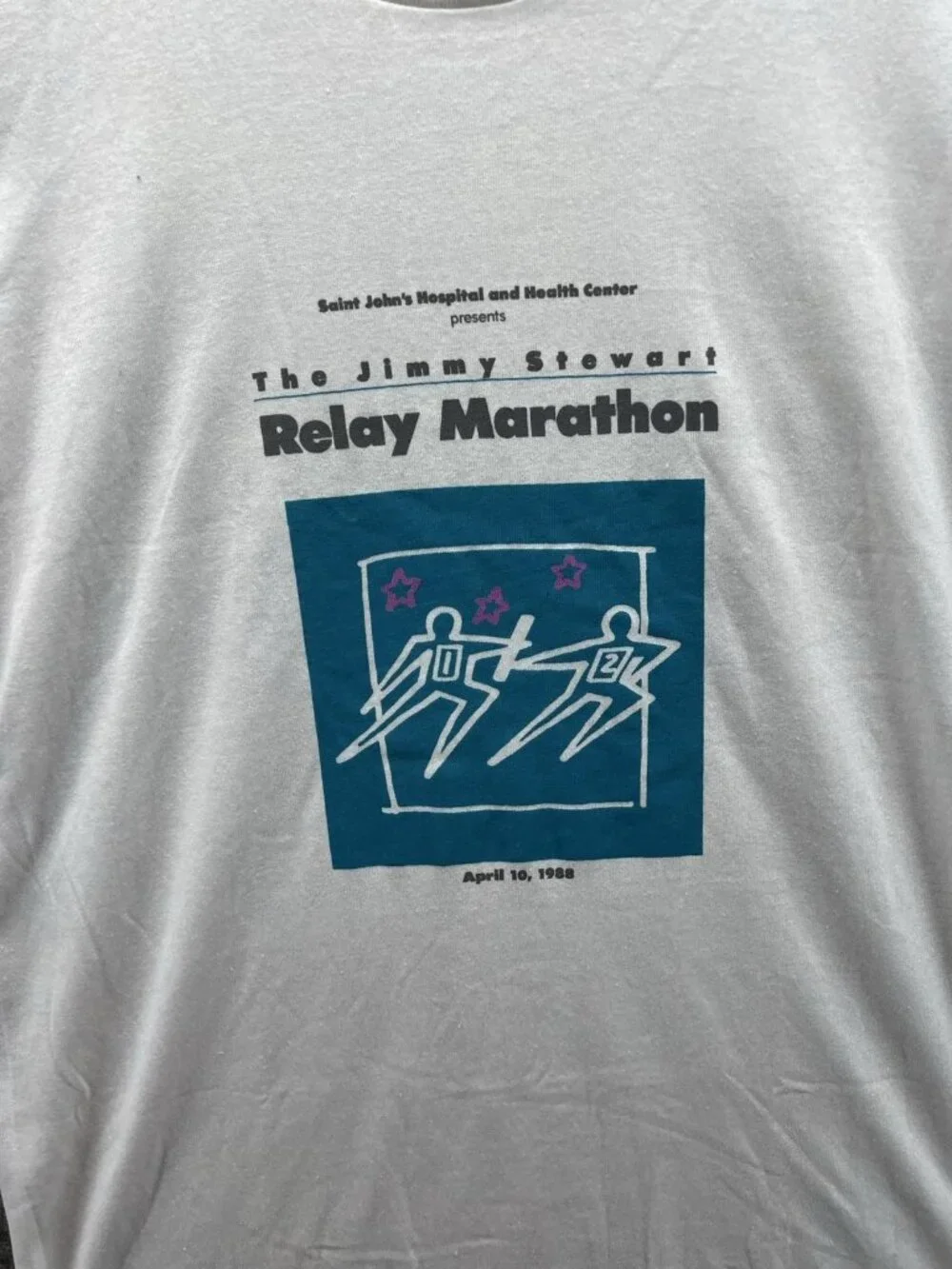 Vintage Nike Shirt Mens XL White Jimmy Stewart Relay Marathon 1988 Graphic Tee